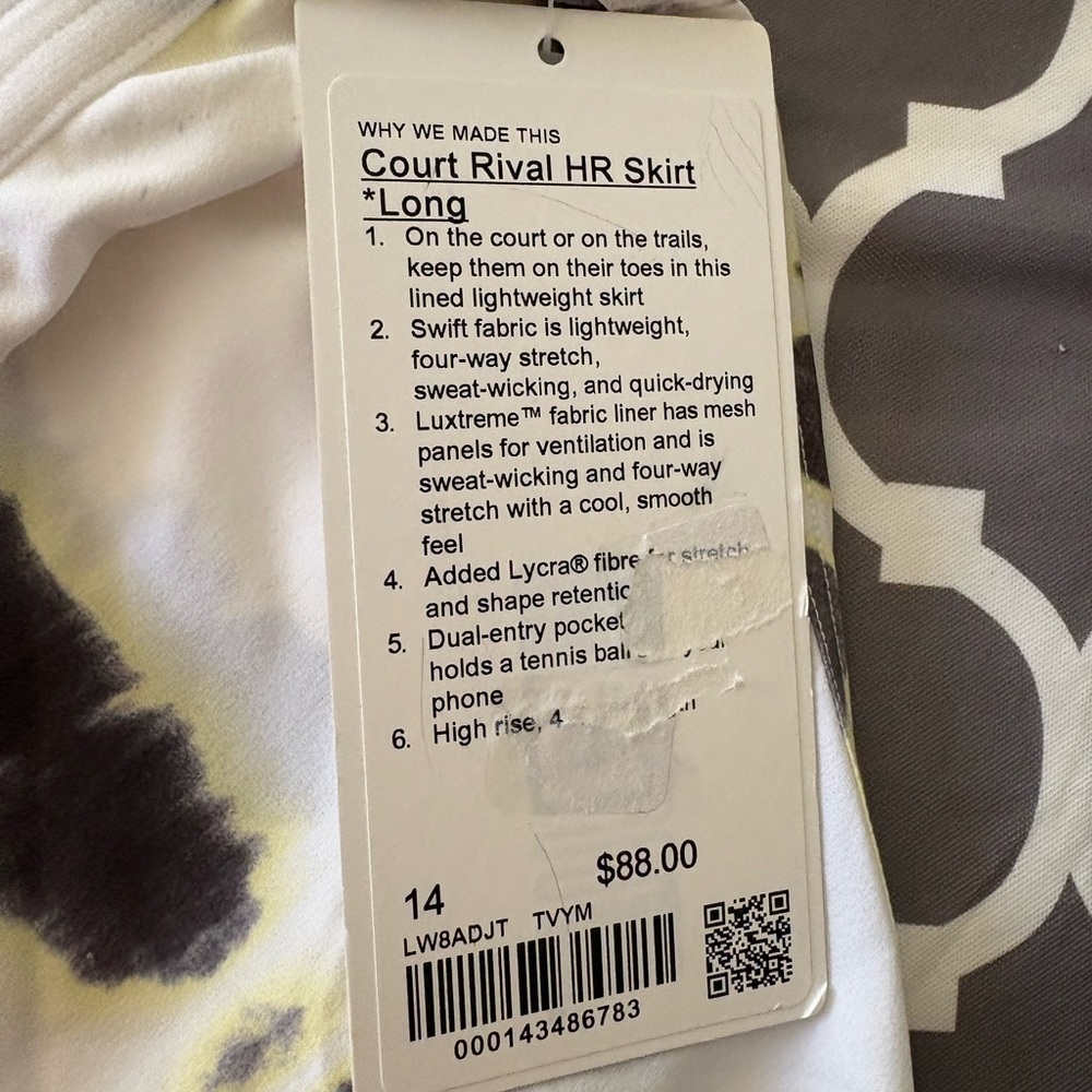 LULULEMON Court Rival Skort High Rise Long Tie Dye Skirt NWT - Picture 4 of 6